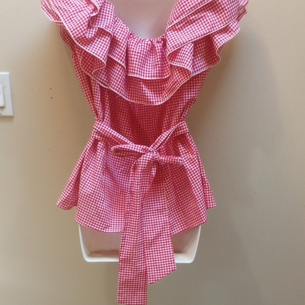 Red Gingham Ruffle Top - Picture 7 of 8
